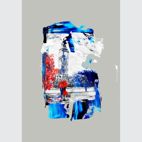 London Crimson Rain Abstract