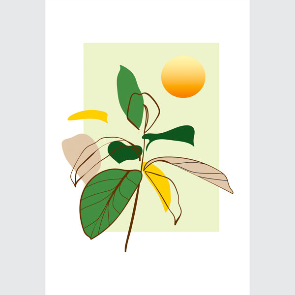 Golden Solstice Botanical Canvas