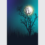 Midnight Silhouette Forest Canvas