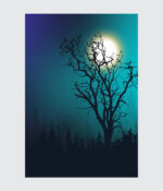 Midnight Silhouette Forest Canvas