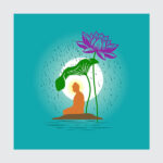 Tranquil Lotus Rain Zen Canvas