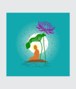 Tranquil Lotus Rain Zen Canvas