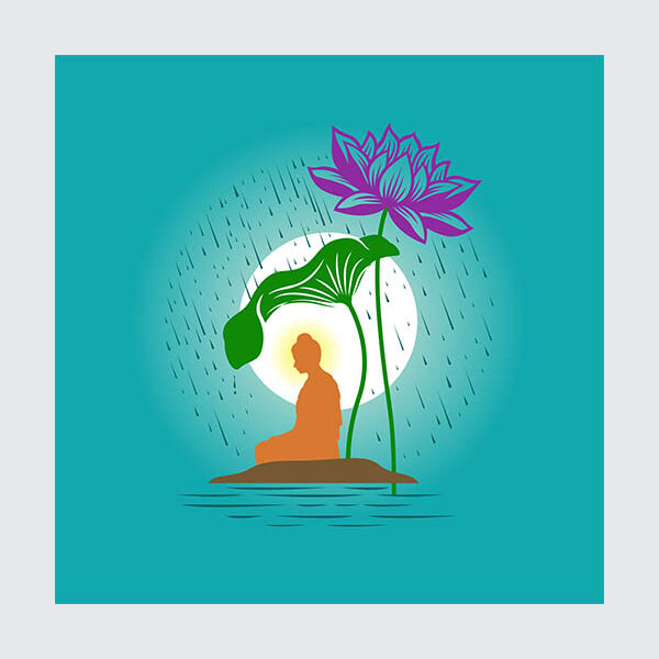Tranquil Lotus Rain Zen Canvas