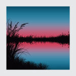 "Twilight Reflection" Serene Lakefront