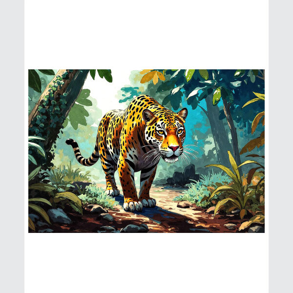Golden Prowl: Jaguar Wildlife Canvas