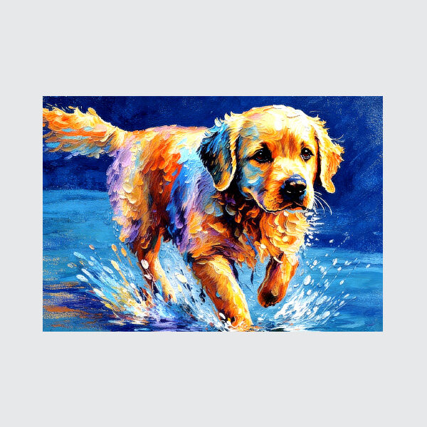 Golden Joy: Impressionist Retriever Splash Canvas