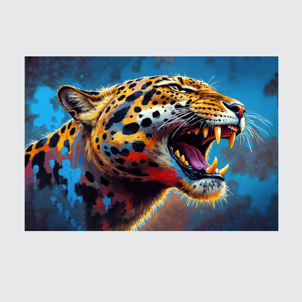 Radiant Roar: Abstract Jaguar Canvas Art