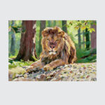 Sun-Drenched Lion Impressionist Canvas
