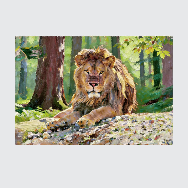 Sun-Drenched Lion Impressionist Canvas