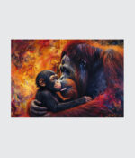 Primate Bond: Vibrant Orangutan and Chimpanzee
