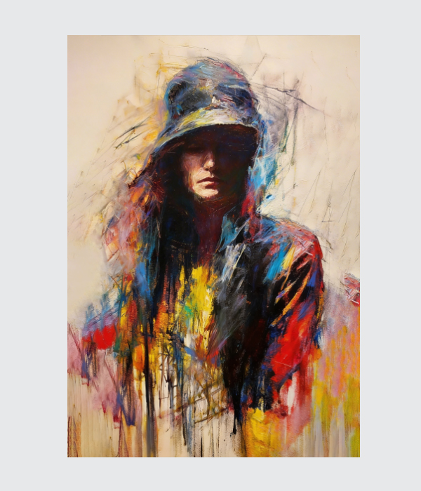 M25 portrait_ 45x65 Modern art_A Urban Shadow: Abstract Hooded Portrait - Image 1