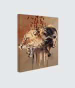 Primal Unity: Lion & Maiden Surrealist Canvas - Image 2