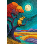 Golden Elephant Under the Moon