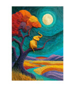 Golden Elephant Under the Moon