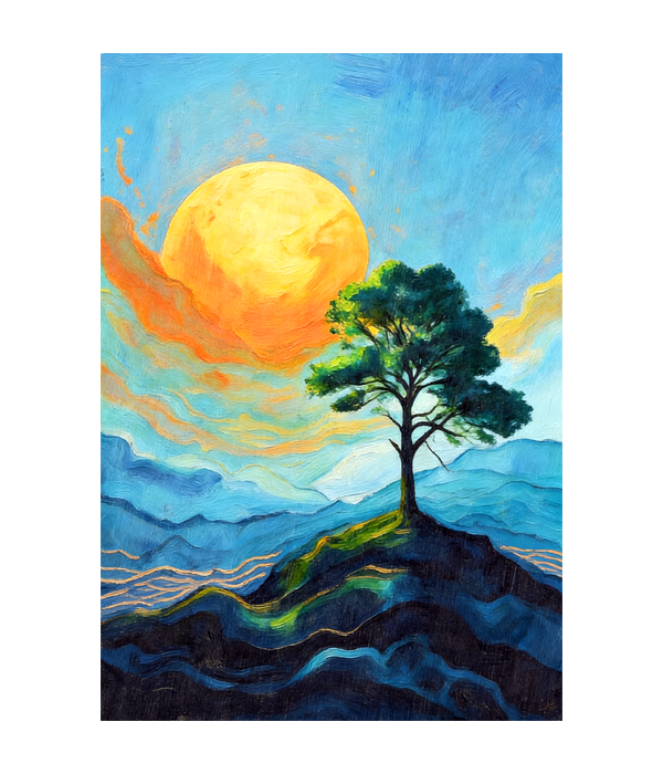 M189 portrait_ 45x65 Modern art_A The Golden Horizon - Image 1