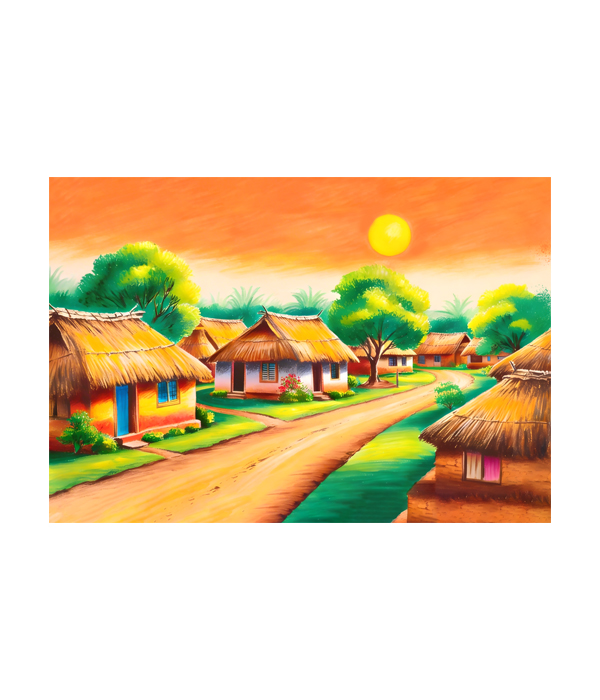 V10 landscape_ 65x45 Village_A Golden Sunset Village - Image 1