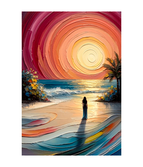 painting size.jpgM165 portrait_ 45x65 Modern art_A Sunset Reverie by the Shore - Image 1