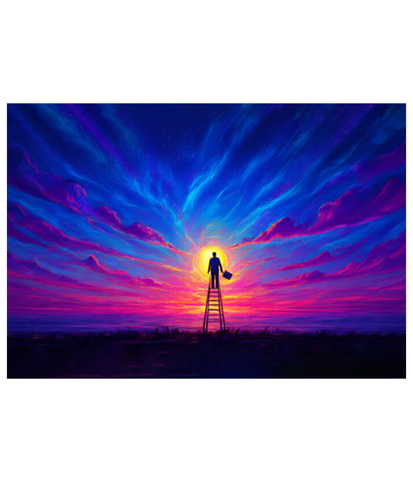 M146 landscape_ 65x45 Modern art_A Ladder to Light: The Dreamer's Ascent - Image 1