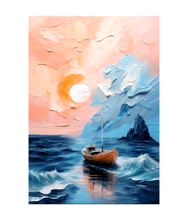 M149 portrait_ 45x65 Modern art_A Sailor’s Peace: Peach & Tide - Image 1