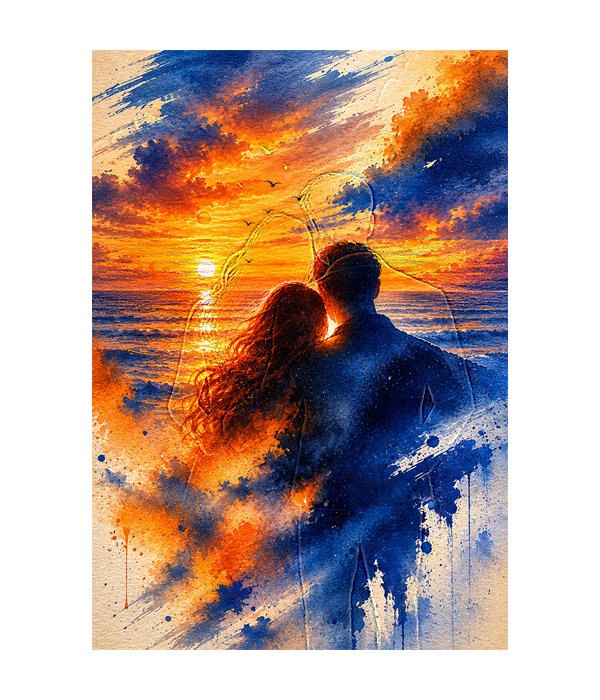 M211 portrait_ 45x65 Modern art_A Sunset Embrace - Image 1