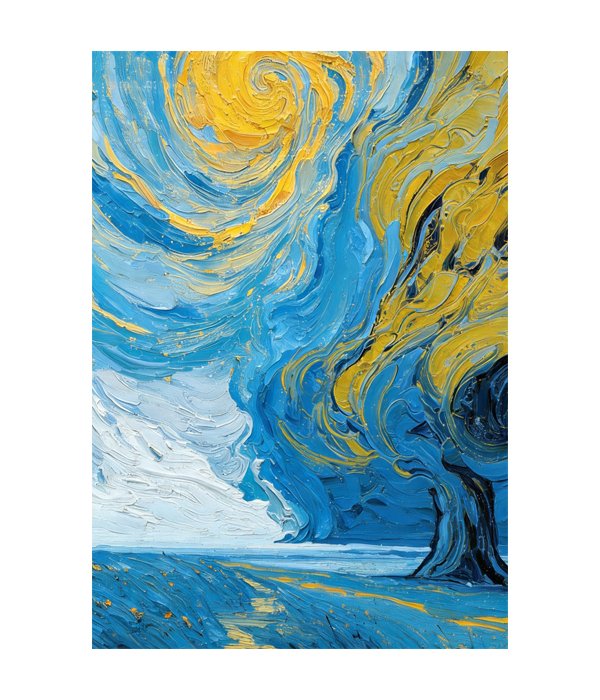 M215 portrait_ 45x65 Modern art_A Whirl of the Golden Sky - Image 1