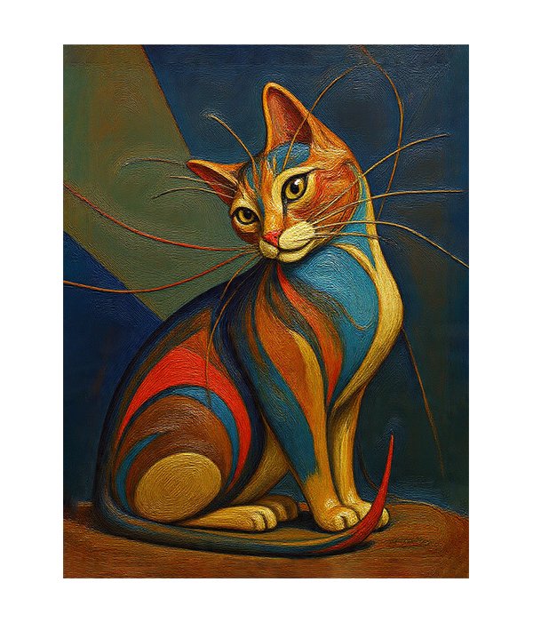 M241 portrait_ 45x65 Modern art_A Prism Cat: Guardian of Curiosity - Image 1