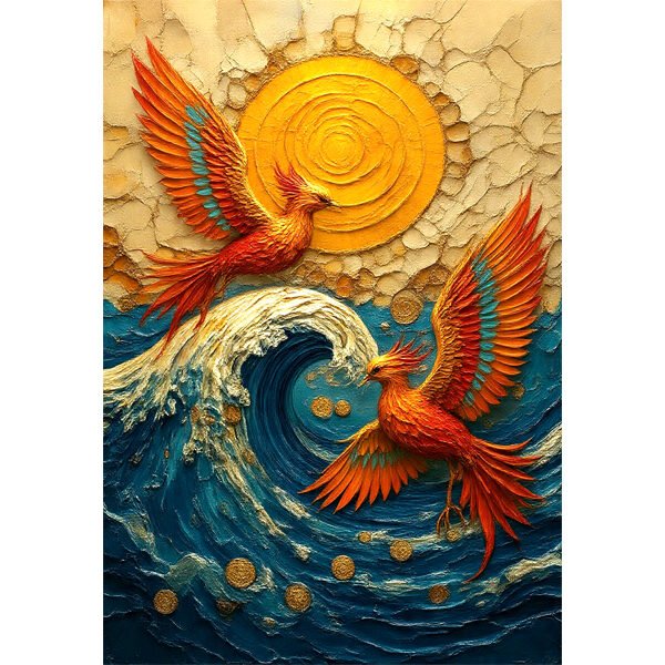 Phoenix Rising Over the Golden Tide