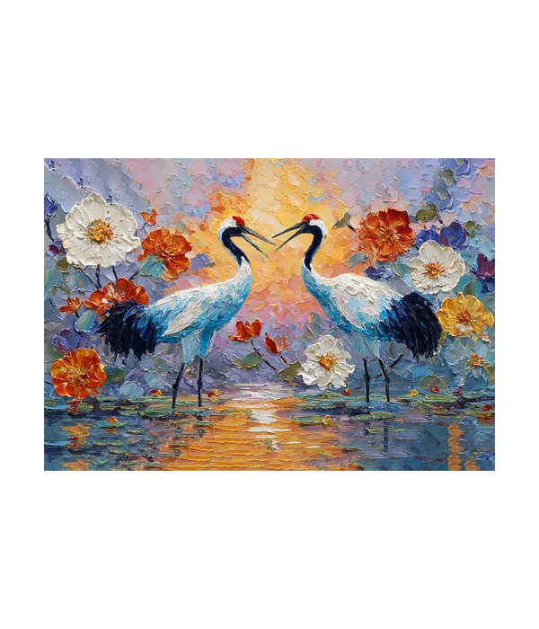 M248 landscape_ 65x45 Modern art_A Sunset Duet at the Lotus Pond - Image 1