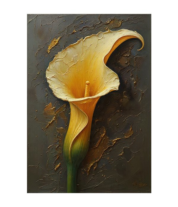 M253 portrait_ 45x65 Modern art_A Golden Calla Elegance - Image 1