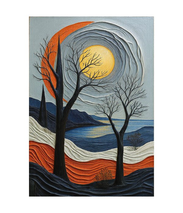 M255 portrait_ 45x65 Modern art_A Moonlit Silent Valley - Image 1