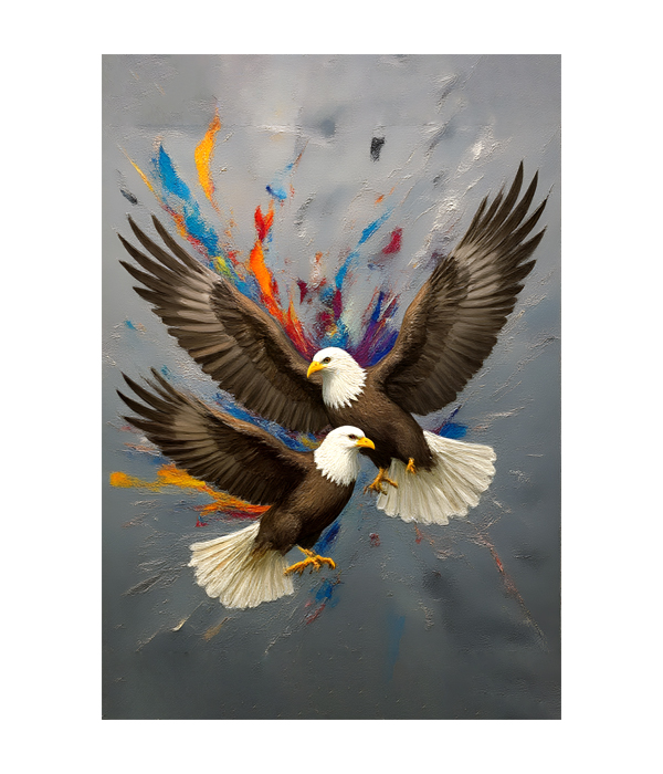 painting size.jpgM144 portrait_ 45x65 Modern art_A Freedom Unleashed: Twin Eagles - Image 1