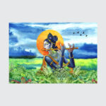 Divine Melody - Krishna with Flute at Sunset