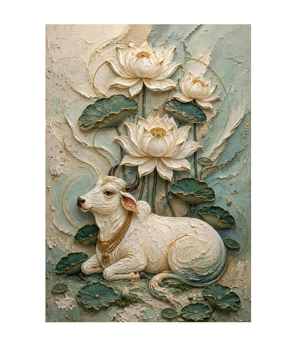 M304 portrait_ 45x65 Modern art_A Sacred Lotus Calf Serenity - Image 1