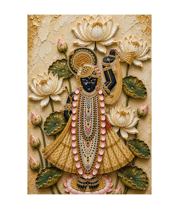 M312 portrait_ 45x65 Modern art_A Sacred Lotus Shrinathji - Image 1