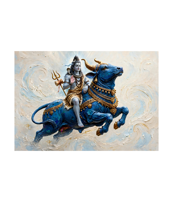 M319_D landscape_ 45x65 Modern art_A Divine Shiva with Nandi - Image 1