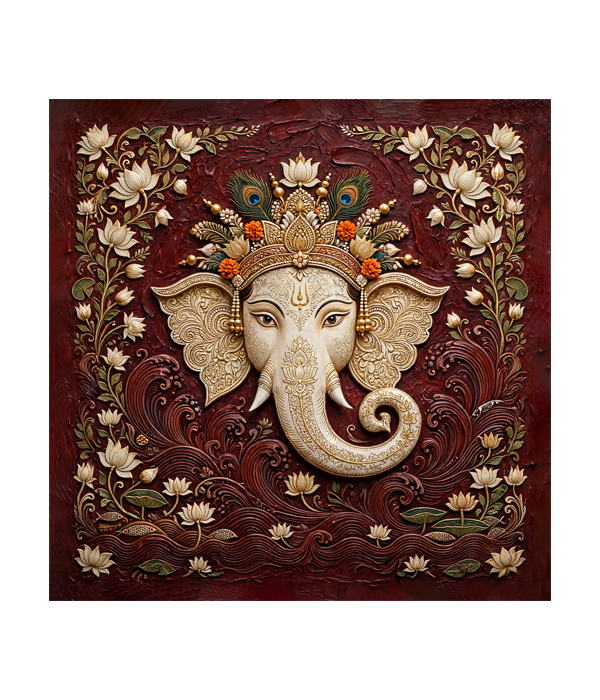 M320 A square_ 45x45 Modern art ( pichwai )_A Royal Ganesha Pichwai - Image 1