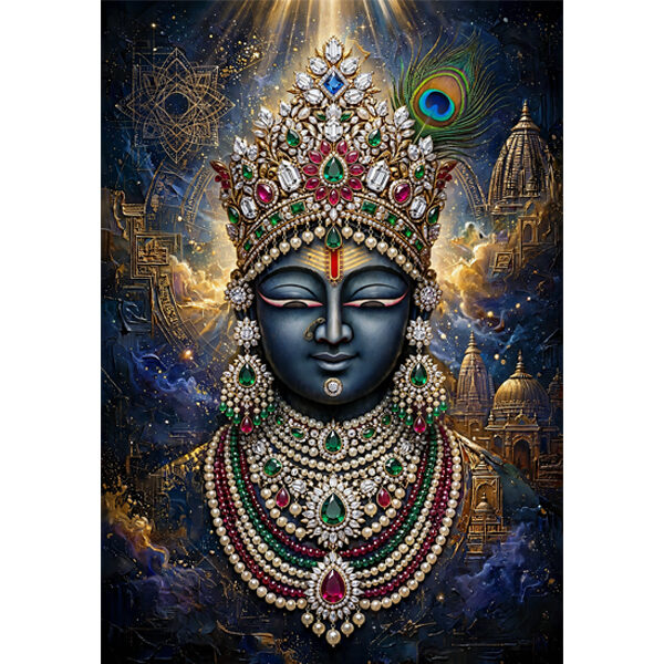 Divine Krishna Jewel Canvas