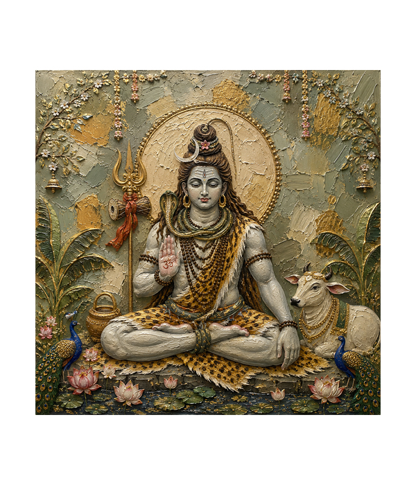 M346 square_ 45x45 Modern art ( pichwai ) .psdA Divine Meditation of Lord Shiva - Image 1