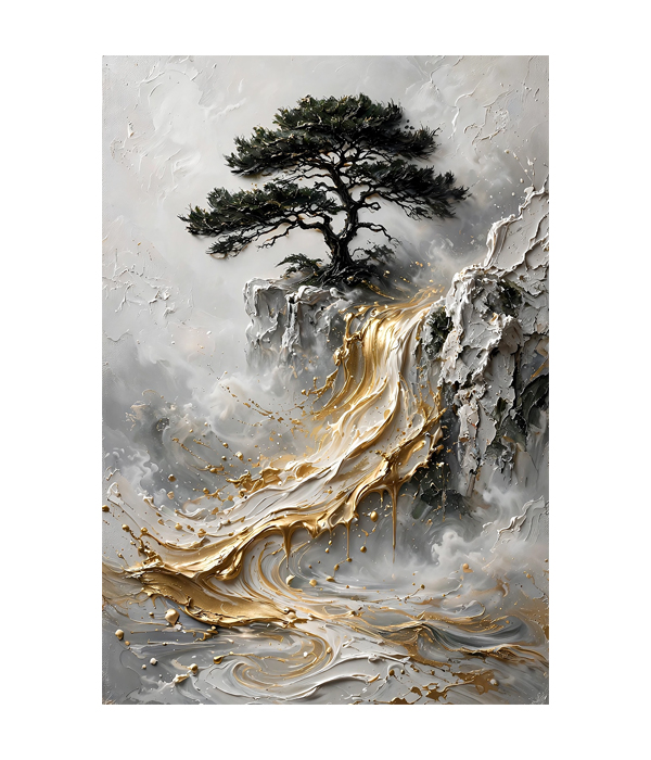 M370 portrait_ 45x65 Modern art_A Golden Cascade - Image 1