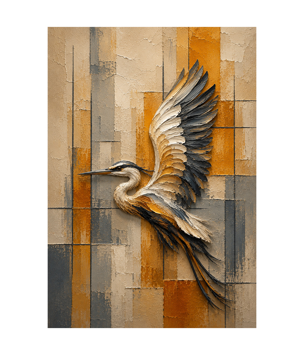 M373 portrait_ 45x65 Modern art_A Majestic Heron - Image 1