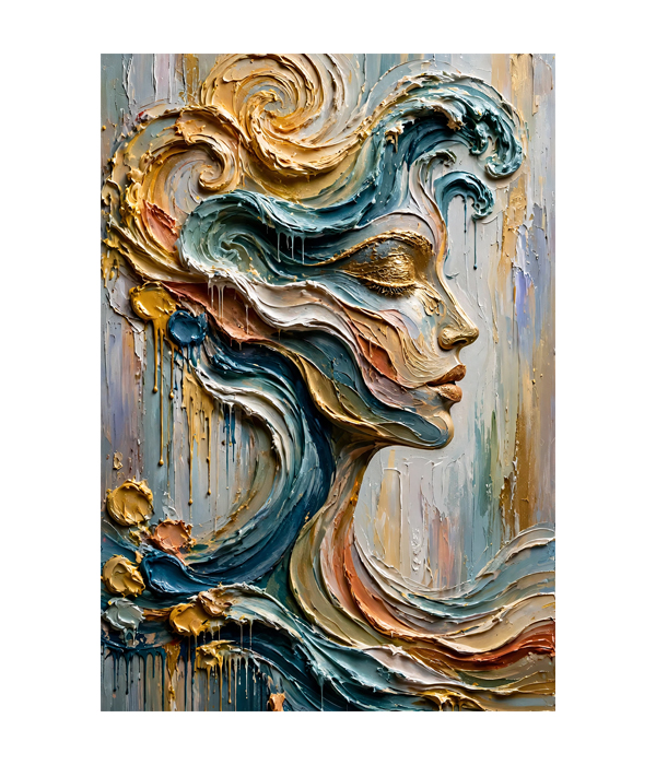 M375 portrait_ 45x65 Modern art_A Ethereal Flow – Abstract Woman Face - Image 1