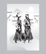 Desert Companions - Monochrome Panihari Village Art