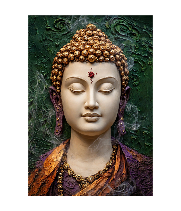 M1034 portrait_ 45x65 Modern art_A Serene Buddha – The Essence of Inner Peace - Image 1