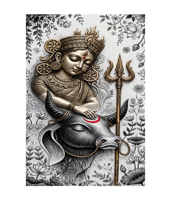M1036 portrait_ 45x65 Modern art_A Divine Mahadev – The Sacred Guardian - Image 1