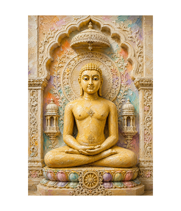 M1118 portrait_ 45x65 Modern art_A Golden Serenity – Divine Buddha - Image 1