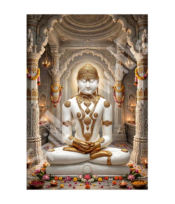 M1151 portrait_ 45x65 Modern art_A Jain Tirthankar in Royal Temple - Image 1