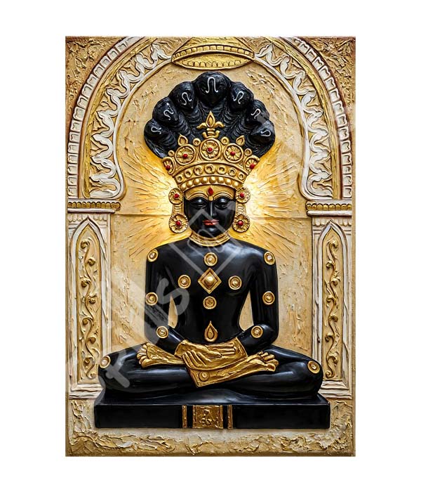 M1155 portrait_ 45x65 Modern art_A Divine Gold - Lord Parshwanath - Image 1