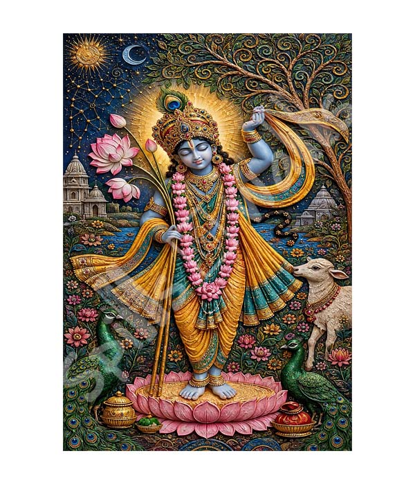 M1156 portrait_ 45x65 Modern art_A Divine Vrindavan - 2 - Image 1