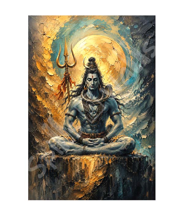 M1159 portrait_ 45x65 Modern art_A Meditative Mahadev – The Cosmic Stillness - Image 1