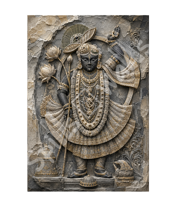 M1176 portrait_ 45x65 Modern art_A Stone Sculpture Shrinathji - Image 1